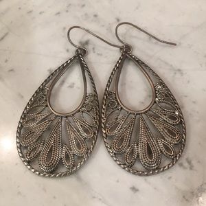 Silver Metal Teardrop Earrings